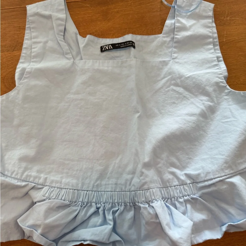 Zara Blue Crop Peplum Tank Top - Picture 3 of 3